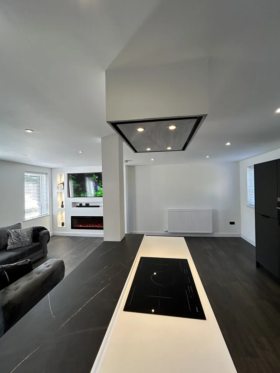 Modern Fife kitchen with downlighters and feature lighting